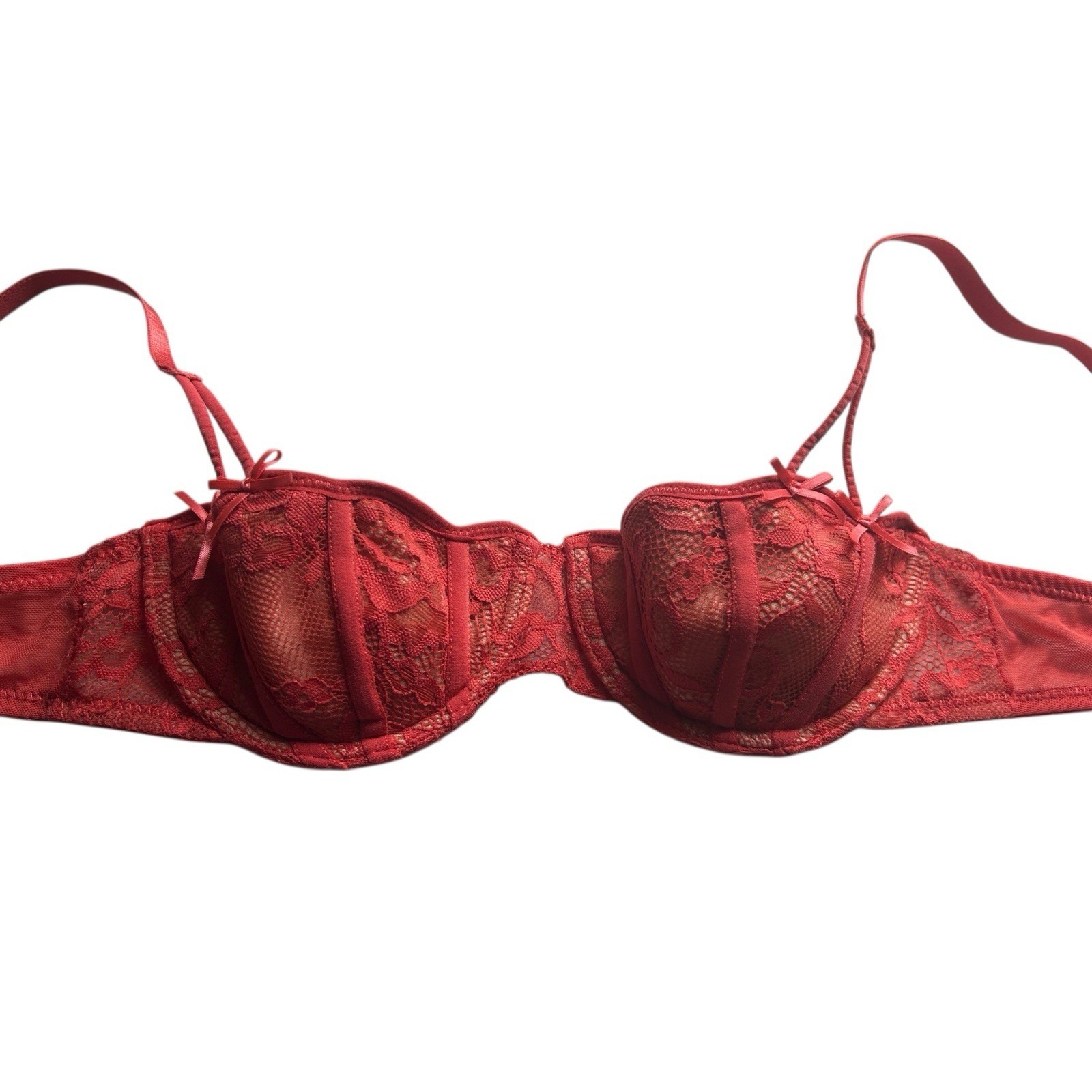 Adore Me Rust 32b Bra Bow Accents Push Up Bralette Lingerie Floral Lace